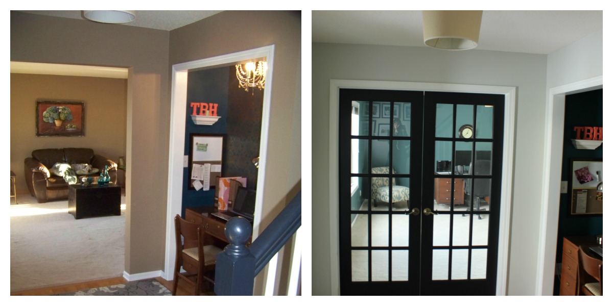 french doors, black doors, entryway